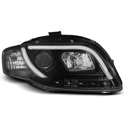 Audi A4 B7 11.04-03.08 Faros Delanteros Luz Diurna Tube Lights Negro Faros Delanteros Luz Diurna Tru Drl Ece-R87