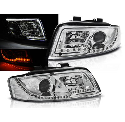 Faros Delanteros Luz Diurna Audi A4 10.00-10.04 Led Tube Lights Cromado