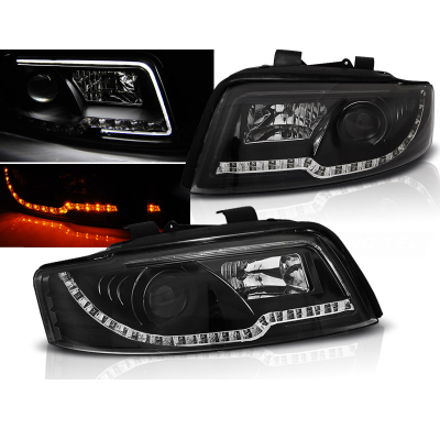 Faros Delanteros Luz Diurna Audi A4 10.00-10.04 Led Tube Lights Negro