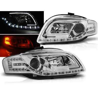 Faros Delanteros Luz Diurna Audi A4 B7 11.04-03.08 Led Tube Lights Cromado