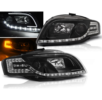 Faros Delanteros Luz Diurna Audi A4 B7 11.04-03.08 Led Tube Lights Negro