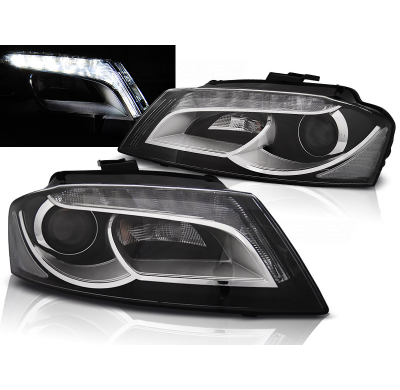Faros Delanteros Luz Diurna Audi A3 8p 08-12 Negro Tru Drl Ece-R87