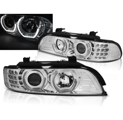 Faros Delanteros Angel Eyes Bmw E39 09.95-06.03 Faros Delanteros Luz Diurna Cromados