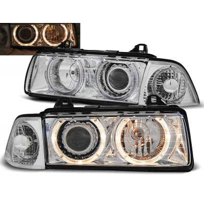 Faros Delanteros Angel Eyes Bmw E36 12.90-08.99 Cromados