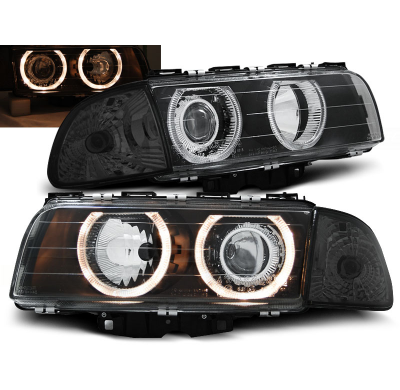 Faros Delanteros Angel Eyes Bmw E38 06.94-08.98 H7/H7 Fondo Negro