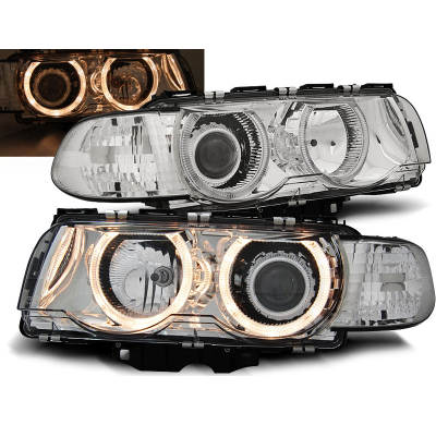 Faros Delanteros Angel Eyes Bmw E38 09.98-07.01 H7/H7 Cromados