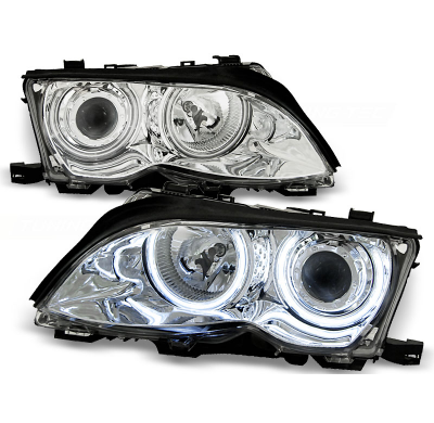 Faros Delanteros Angel Eyes Bmw E46 09.01-03.05 Cromados