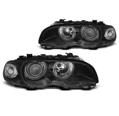 Faros Delanteros Angel Eyes Bmw E46 04.99-08.01 Coupe Cabrio Fondo Negro