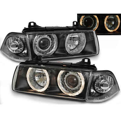 Faros Delanteros Angel Eyes Bmw E36 12.90-08.99 Fondo Negro