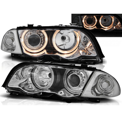 Faros Delanteros Angel Eyes Bmw E46 05.98-08.01 S/T Cromados