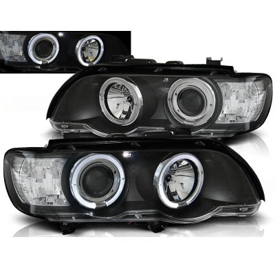 Faros Delanteros Angel Eyes Bmw X5 E53 09.99-10.03 Fondo Negro