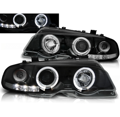 Faros Delanteros Angel Eyes Bmw E46 04.99-03.03 Coupe Fondo Negro