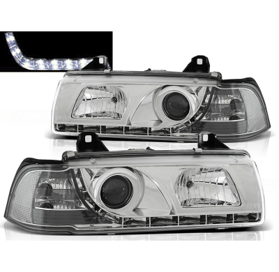 Faros Delanteros Luz Diurna Bmw E36 12.90-08.99 Cromados