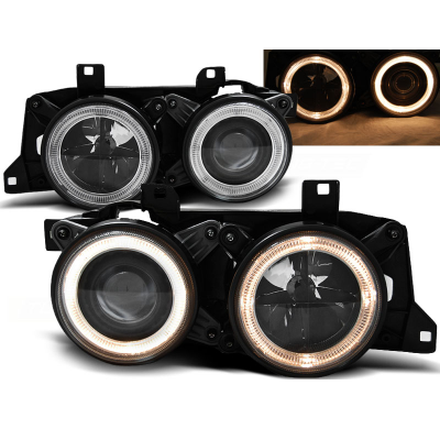 Faros Delanteros Angel Eyes Bmw E32/E34 Fondo Negro