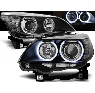 Faros Delanteros Angel Eyes Bmw E60/E61 03-07 Fondo Negro