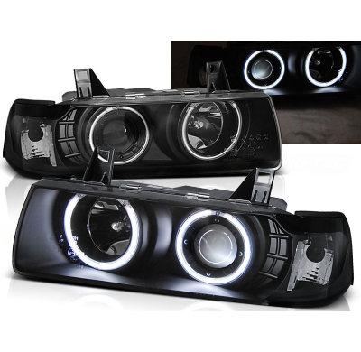 Faros Delanteros Angel Eyes Bmw E36 12.90-08.99 S/C/T Fondo Negro