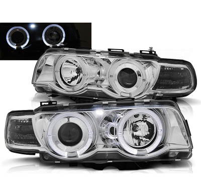 Faros Delanteros Angel Eyes Bmw E38 09.98-07.01 Cromados