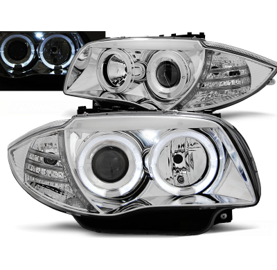 Faros Delanteros Angel Eyes Bmw 1 E87 / E81 04-11 Cromados