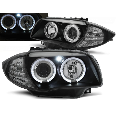 Faros Delanteros Angel Eyes Bmw 1 E87 / E81 04-11 Fondo Negro