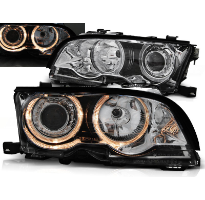 Faros Delanteros Angel Eyes Bmw E46 09.01-03.03 Coupe Cabrio Cromados