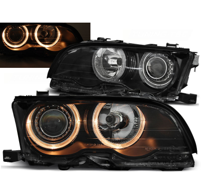 Faros Delanteros Angel Eyes Bmw E46 09.01-03.03 Coupe Cabrio Fondo Negro