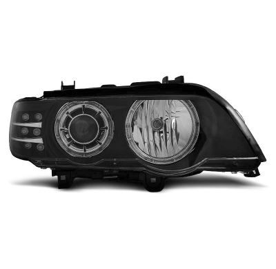 Faros Delanteros Angel Eyes Bmw X5 E53 09.99-10.03 Fondo Negro Intermitente Led Xenon