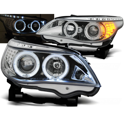 Faros Delanteros Angel Eyes Bmw E60/E61 03-07 Cromados Led Indic.