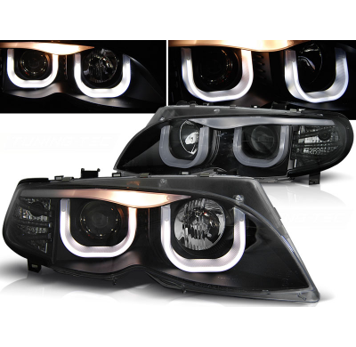 Faros Delanteros Angel Eyes Bmw E46 09.01-03.05 S/T Negro