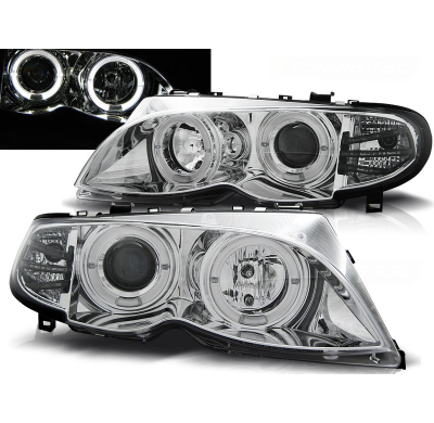 Faros Delanteros Angel Eyes Bmw E46 09.01-03.05 Cromados