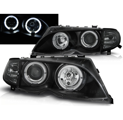 Faros Delanteros Angel Eyes Bmw E46 09.01-03.05 Fondo Negro