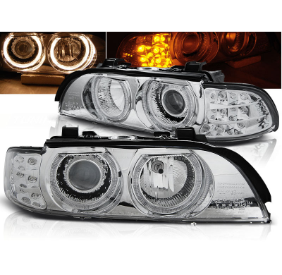 Faros Delanteros Angel Eyes Bmw E39 09.95-06.03 Cromados Led Indic.