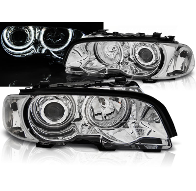 Faros Delanteros Angel Eyes Bmw E46 04.99-03.03 Coupe Cabrio Cromados Ccfl