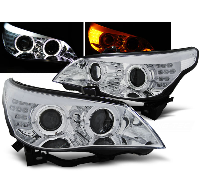 Faros Delanteros Angel Eyes Bmw E60/E61 03-07 Cromado Led Indic.