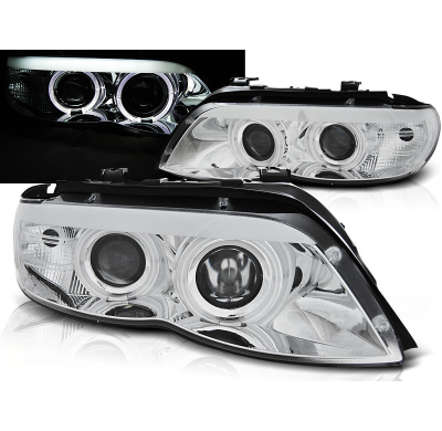 Faros Delanteros Angel Eyes Bmw X5 E53 11.03-06 Cromado  Xenon