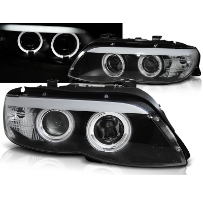 Faros Delanteros Angel Eyes Bmw X5 E53 11.03-06 Negro Xenon