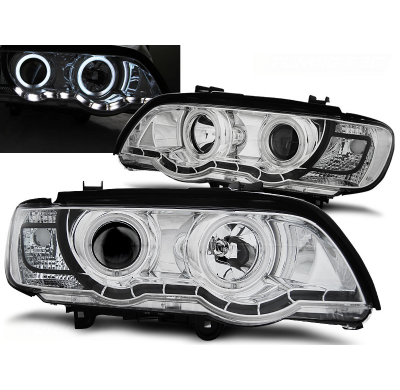 Faros Delanteros Angel Eyes Bmw X5 E53 09.99-10.03 Xenon Cromados