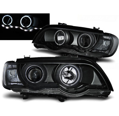 Faros Delanteros Angel Eyes Bmw X5 E53 09.99-10.03 Xenon Fondo Negro