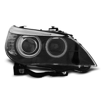 Faros Delanteros Angel Eyes Bmw E60/E61 05-07 Ccfl Xenon D1s Dual Projector Negro