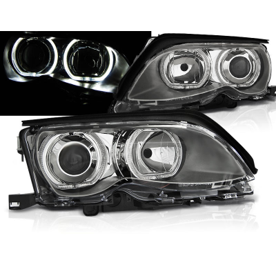 Faros Delanteros Angel Eyes Bmw E46 09.01-03.05 Angel Eyes Led Cromado