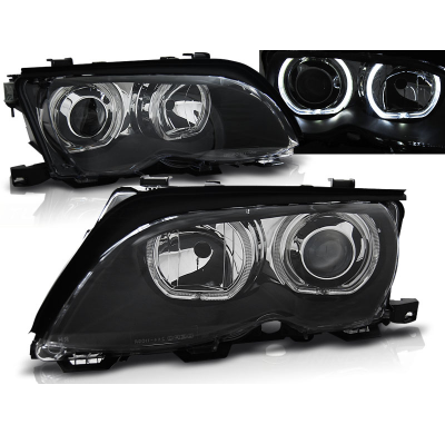 Faros Delanteros Angel Eyes Bmw E46 09.01-03.05 Angel Eyes Led Negro