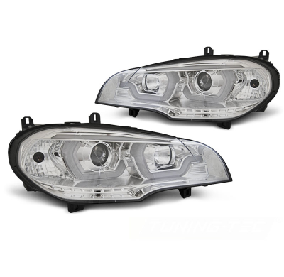 Faros Delanteros Luz Diurna Tube Light Drl Cromado Para Bmw X5 E70 07-13