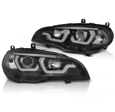 Faros Delanteros Bmw X5 E70 07-13 Tube Light Drl Black