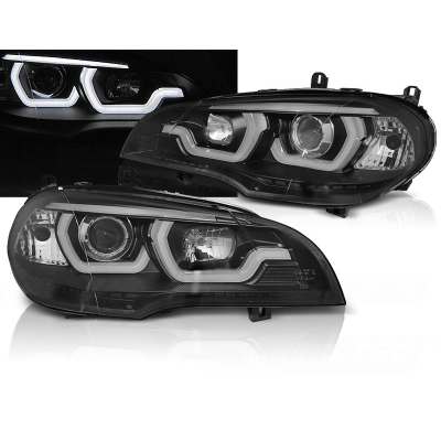 Faros Delanteros Bmw X5 E70 07-13 Tube Light Drl Black