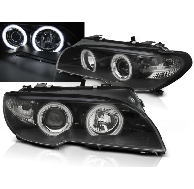 Faros Delanteros Angel Eyes Bmw E46 04.03-06 Coupe Cabrio Angel Eyes Ccfl Negro
