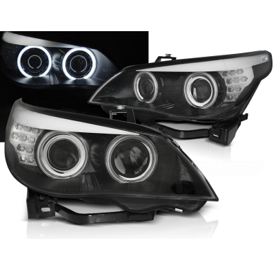 Faros Delanteros Angel Eyes Bmw E60/E61 03-07 Angel Eyes Ccfl Negro Led Indic.