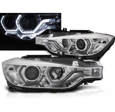 Faros Delanteros Bmw F30/F31 10.11 - 05.15 Angel Eyes Led Chrome Xenon Drl