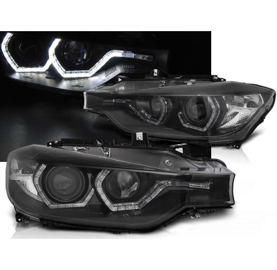 Faros Delanteros Bmw F30/F31 10.11 - 05.15 Angel Eyes Led Black Xenon Drl