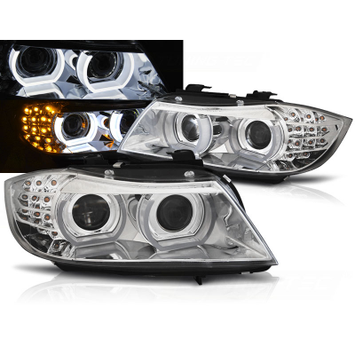 Faros Delanteros Xenon Luz Diurna Cromado Afs Para Bmw E90/E91 09-11