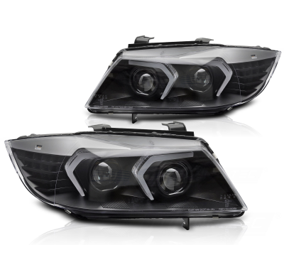 FAROS DELANTEROS LED NEGROS PARA BMW E90/E91 05-08