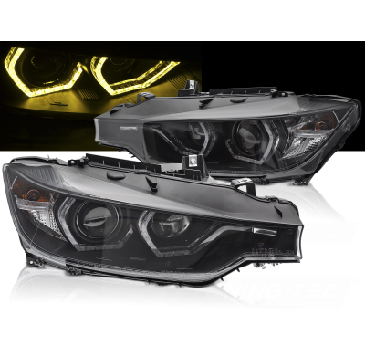 FAROS DELANTEROS ANGEL EYES LED AMARILLO LUZ DIURNA NEGRO aptos para BMW F30/F31 11-15